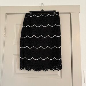 Talbots Black Embellished Pencil Skirt